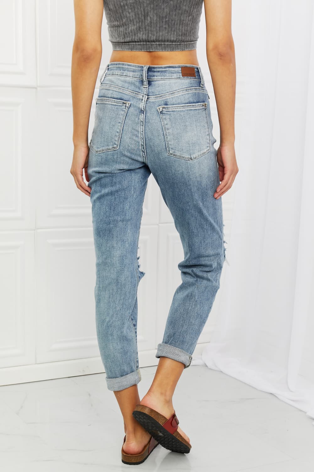 Judy Blue Malia Full Size Mid Rise Boyfriend Jeans