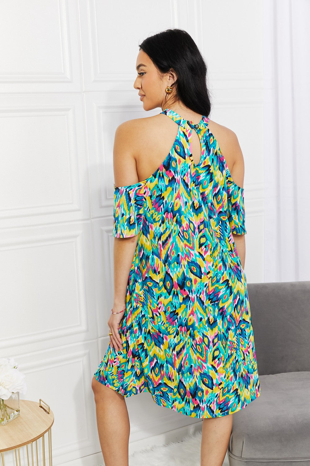 Sew In Love Full Size Perfect Paradise Printed Cold-Shoulder Dress plus